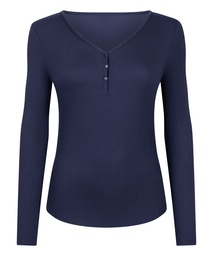 Haut de pyjama à manches longues Henley - Bleu, Bleu, coloris