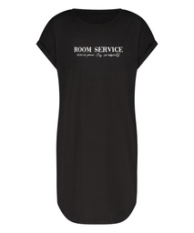 Round Neck Nightshirt - Black, Noir, coloris
