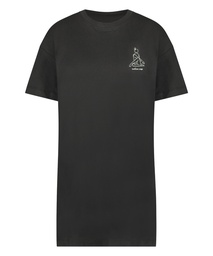 Round Neck Nightshirt - Black, Noir, coloris