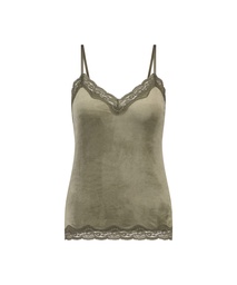 Velours Lace Cami Top - Green, Vert, coloris