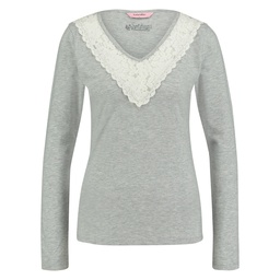 Lace V-Neck Top - Gray, Gris, coloris