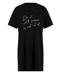 Round Neck Nightshirt - Black, Noir, coloris