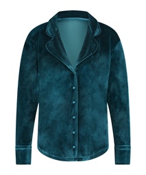 Velours Long-Sleeved Jacket - Blue, Bleu, coloris