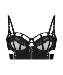 Soutien-gorge à armatures non-préformé longline Sable - Noir, Noir, coloris