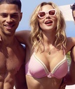 Glamour Chain Padded Underwired Push-Up Bikini Top - Pink