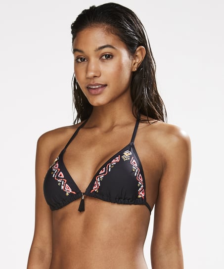 Triangle Bikini Top Ethnic Bling - Black