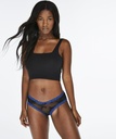 Floral Mesh V-shaped Brazilian Knickers - Black