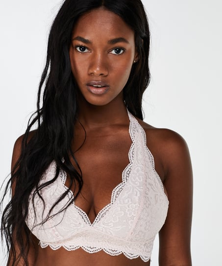 Halter Lace Bralette - Pink