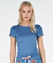 Ribbed Crew Neck Short-Sleeved Pyjama Top - Blue