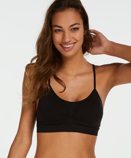 Marina Seamless Lace Back Bralette - Black