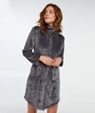 Honeycomb Fleece Zip Bathrobe - Gray