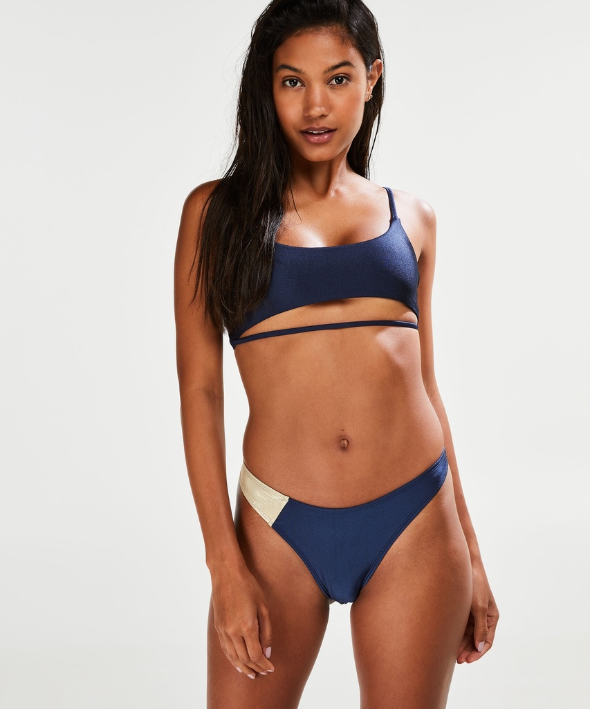 Dress Blues Brazilian High Leg Bikini Bottoms - Blue