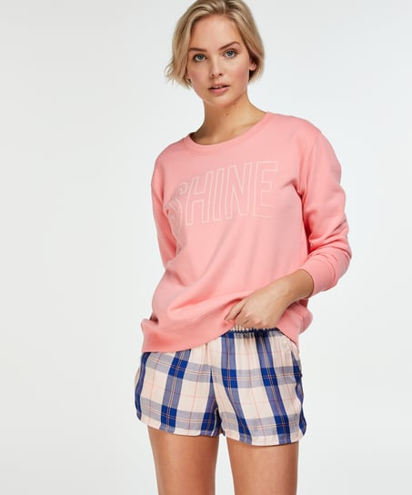 Twill Check pyjama shorts - Pink