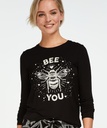 Long-sleeved loose fit pyjama top - Black