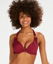 Golden Rings padded underwired bikini top - Red