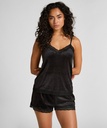 SHORT VELOURS SCALLOP LACE - Black