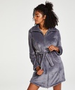 Fleece Zip Bathrobe - Gray