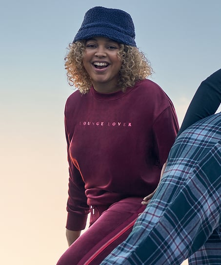 Long-sleeved Velours top - Red