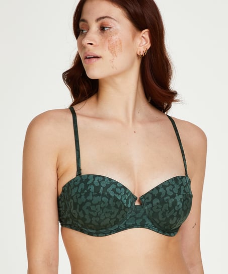 Tonal Leo Padded push-up underwired bikini top Cup A - E - Green