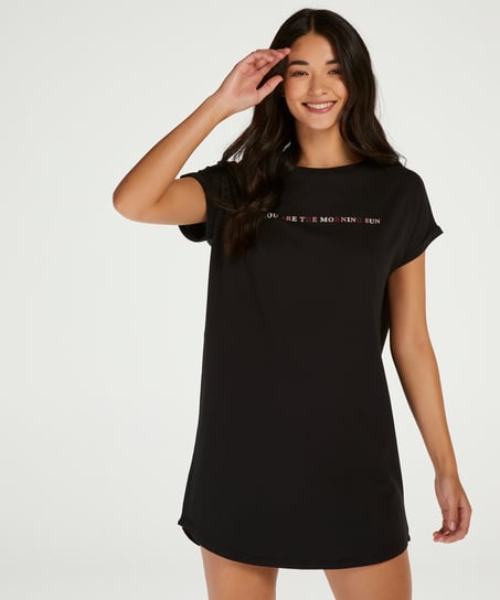 Round Neck Nightshirt - Black