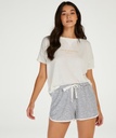 Brushed Stripe Short Pyjama Pants - Gray