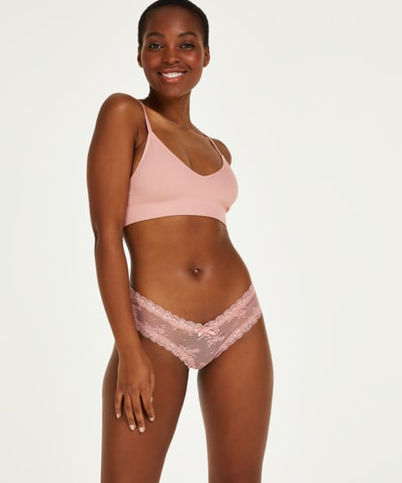 Slip brésilien V-shape Mesh - Rose