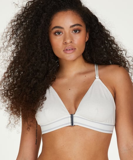 Casey cotton padded triangle bralette - White