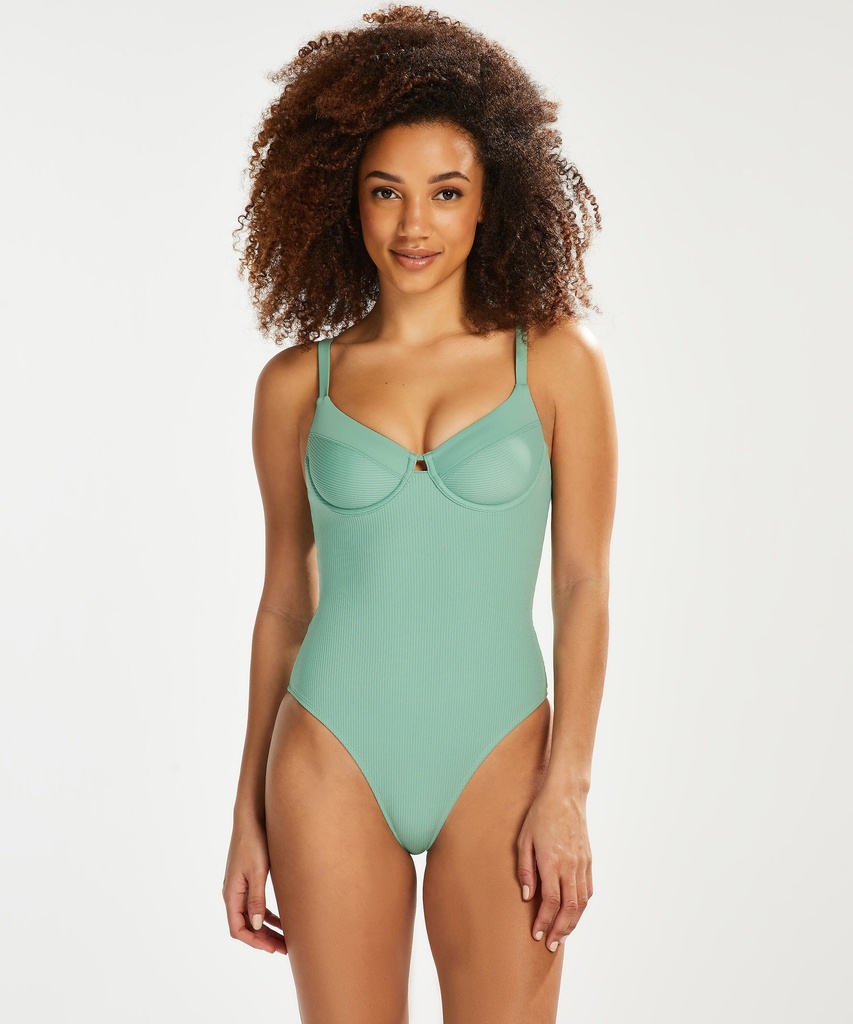 Sienna high-cut swimsuit - Green