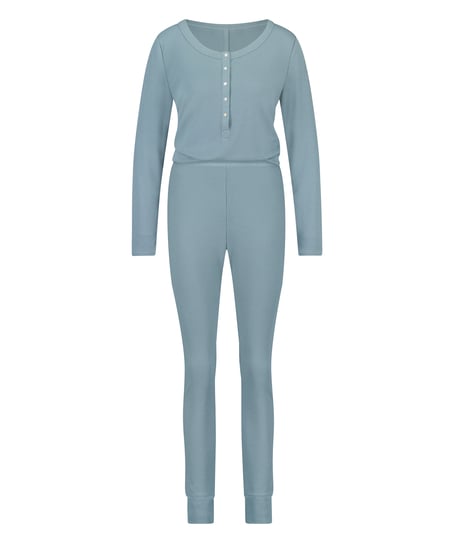 Pyjama Waffle Placket - Bleu