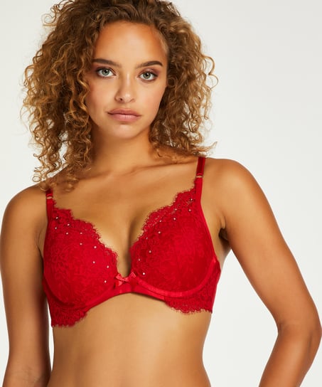 Pauline Padded Push-Up Underwired Bra - Red