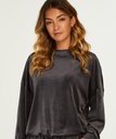 Long-sleeved Velours top - Gray