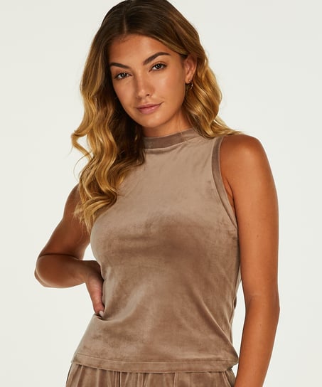 Velours Sleeveless Top - Brown