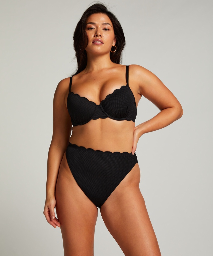 Slip de Bikini Rio Scallop - Noir