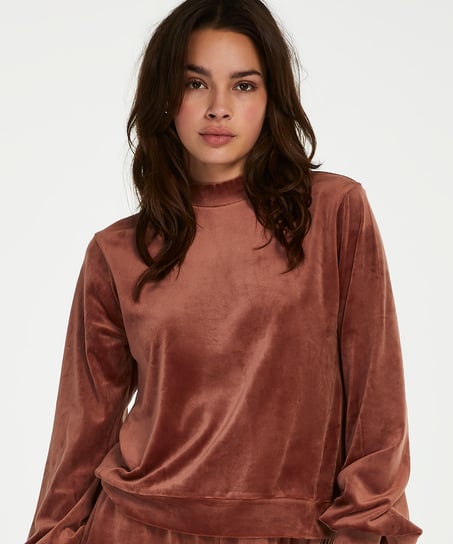 Mock Velour Top - Pink