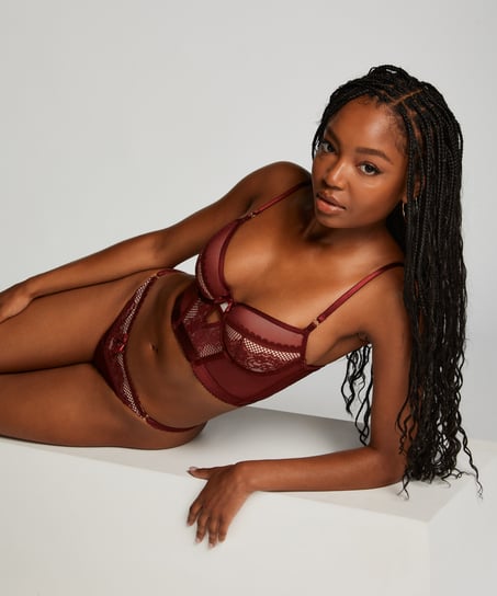 Malika padded longline underwired bra - Red