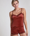 Velours Lace Cami Top - Brown