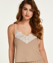 Brushed Rib Lace cami top - Gray