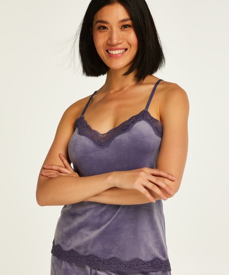 Velours Lace Cami Top - Purple