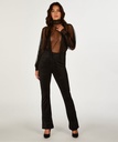 Flared Velvet Leggings - Black