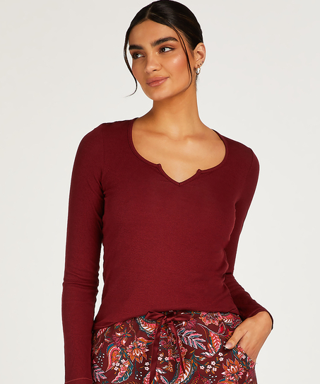 Top V-neck long sleeves - Red