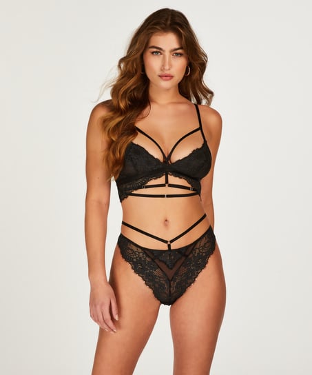 Lidia  High Leg Thong - Black