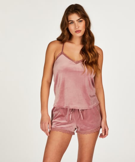 Velvet Lace Shorts - Pink