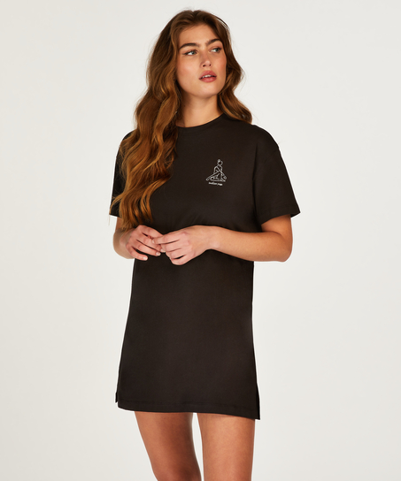 Round Neck Nightshirt - Black