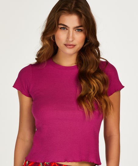 Rib shirt with short sleeves - Pink