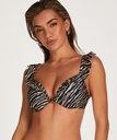 Zebra Padded Underwired Bikini Top - Brown
