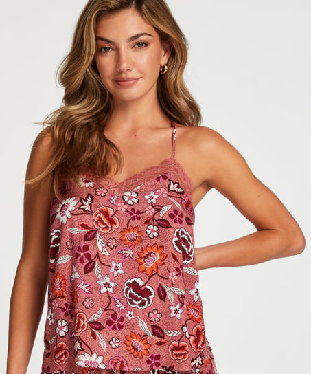 Woven Lace Cami Top - Pink