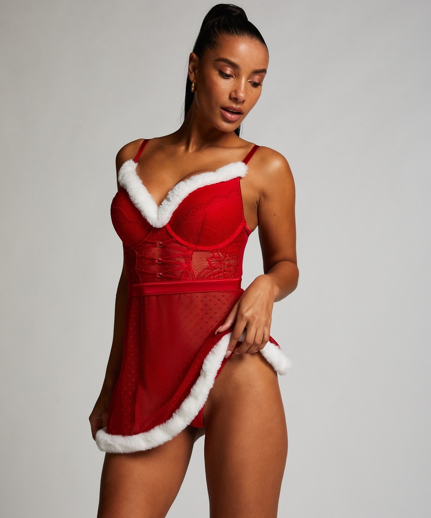 Sexy Santa Wired Slip Dress - Red