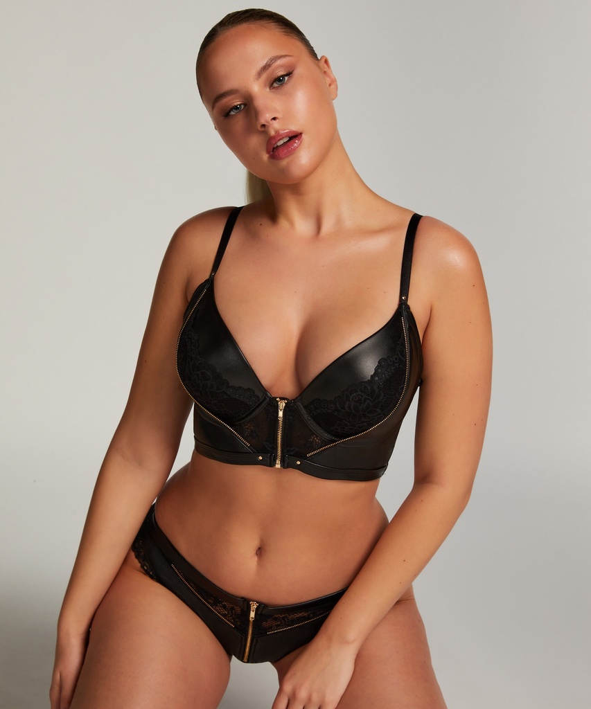 Soutien-gorge à armatures push-up préformé longline Talia - Noir