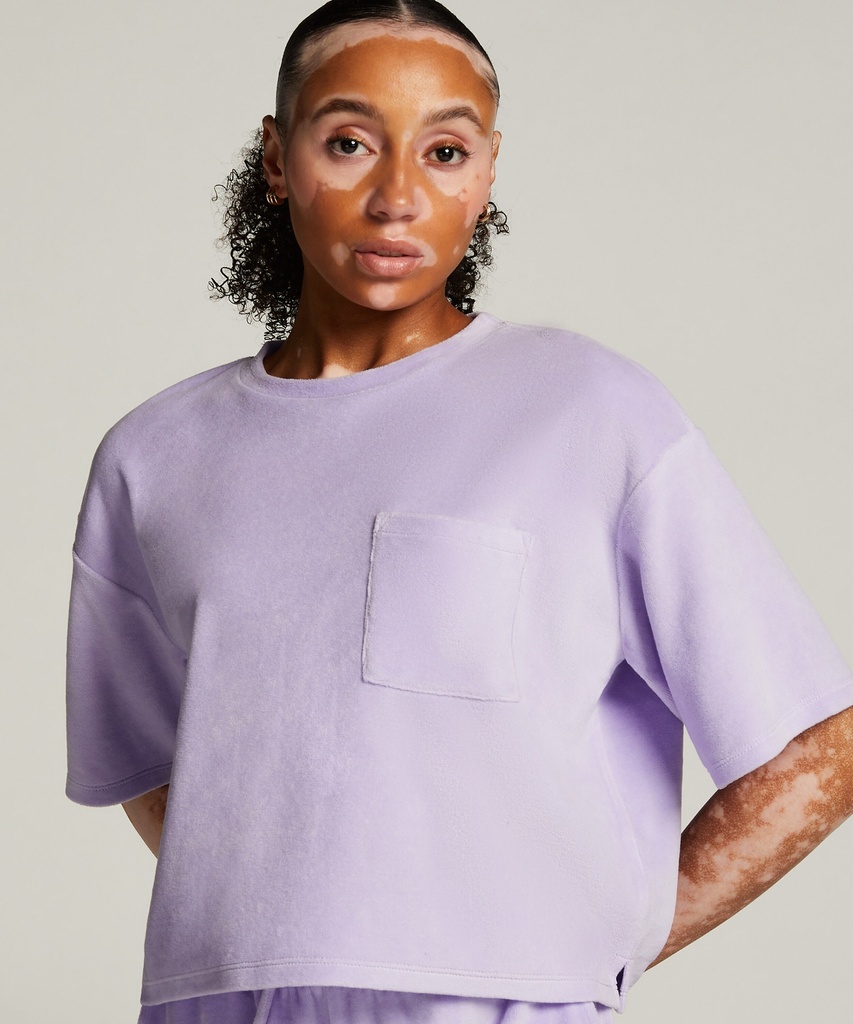 Top velours manches courtes - Violet