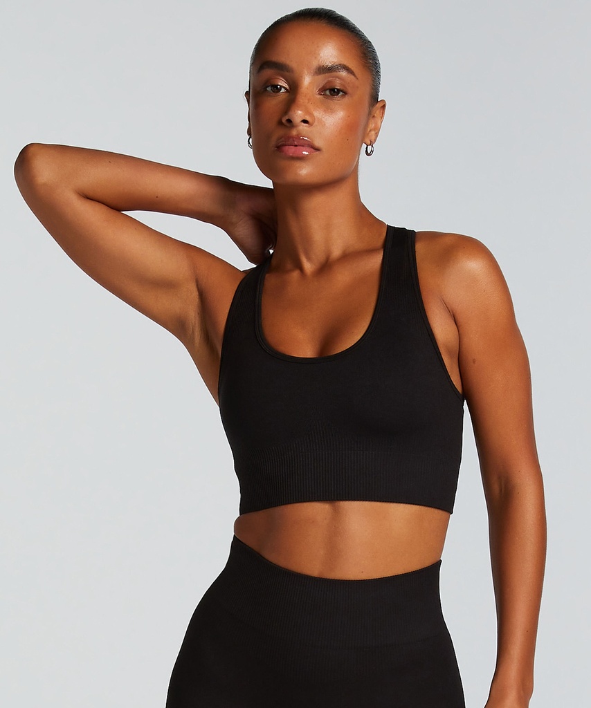 HKMX Soutien-gorge de sport sans couture - Noir
